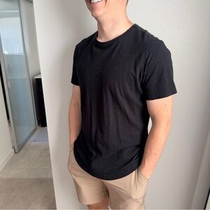 Buck Mason Curved Hem Pima Tee - Black